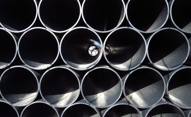 A stack of alloy pipes