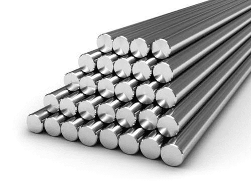 Stacked metal rods, industrial material.