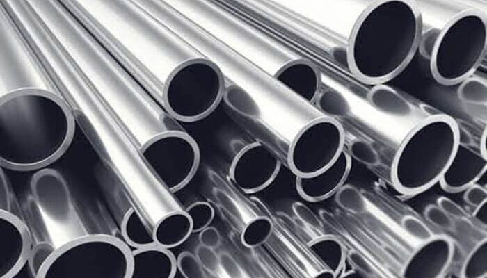 A pile of stainless-steel tubes